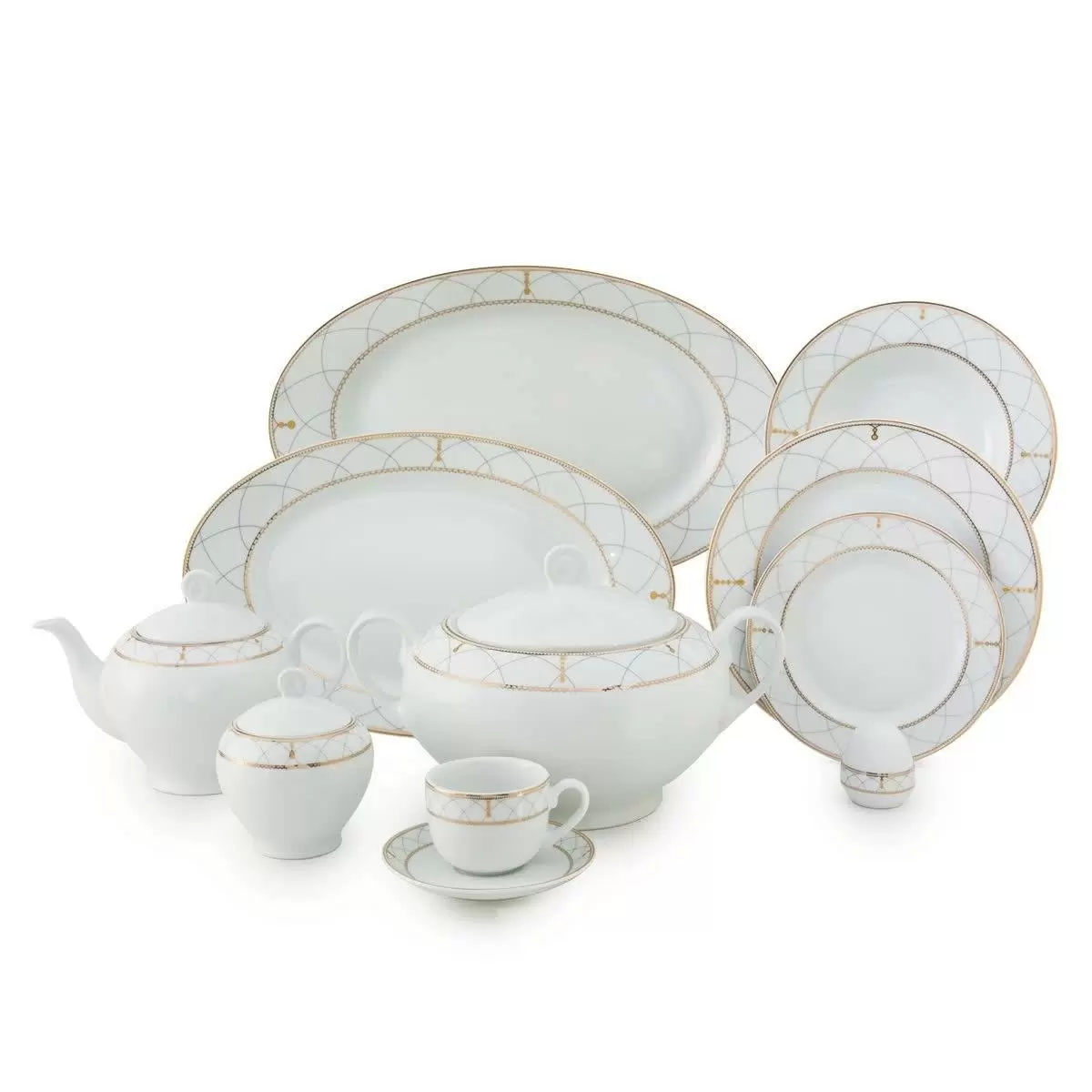 سرویس 102 پارچه چینی زرین-ایتالیا اف(گرد)-12 نفره-رومانا-درجه عالی سرویس18 نفره